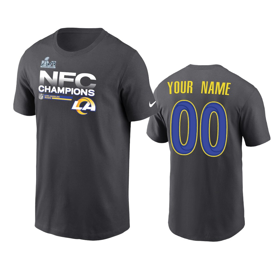 rams custom anthracite 2021 nfc champions locker room trophy t shirt