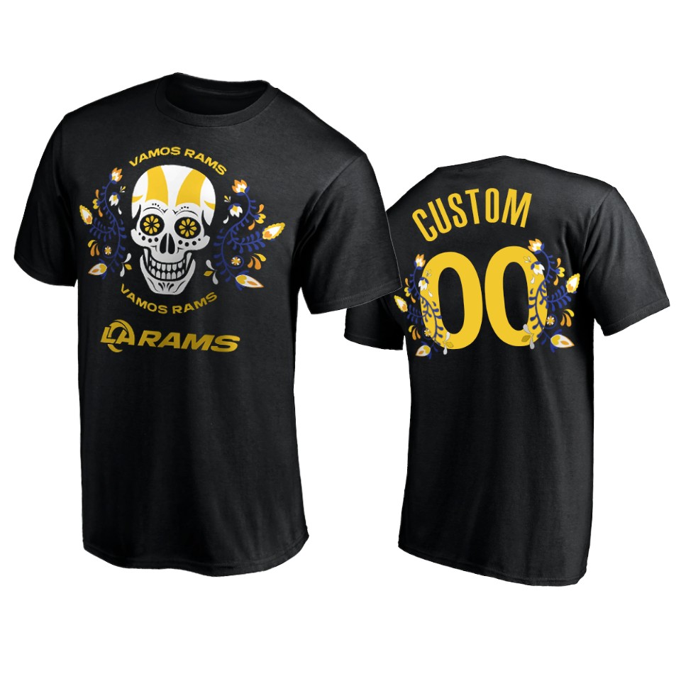 rams custom black dia de los muertos t shirt