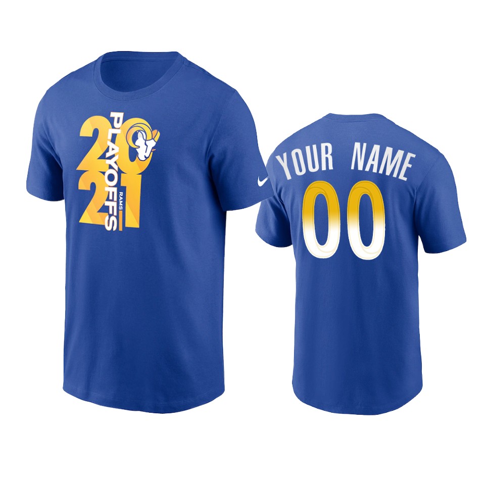 rams custom royal 2021 nfl playoffs t shirt