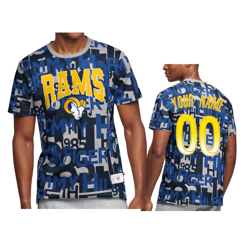 rams custom royal all over print t shirt