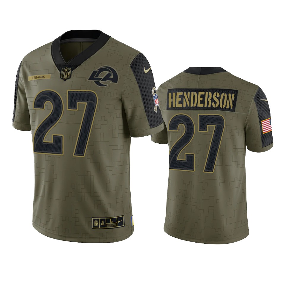 rams darrell henderson olive limited 2021 salute to service jersey