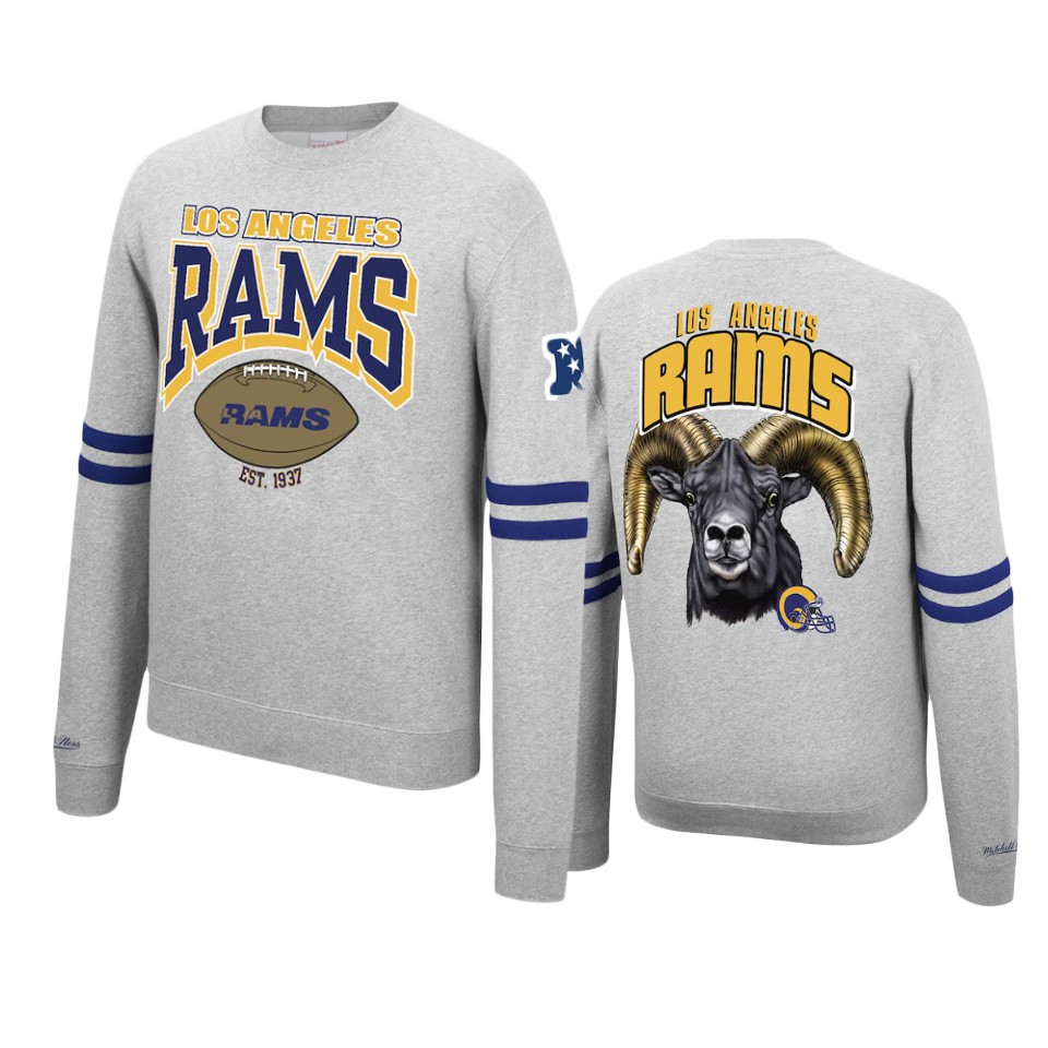 rams heathered gray allover fleece pullover sweatshirt