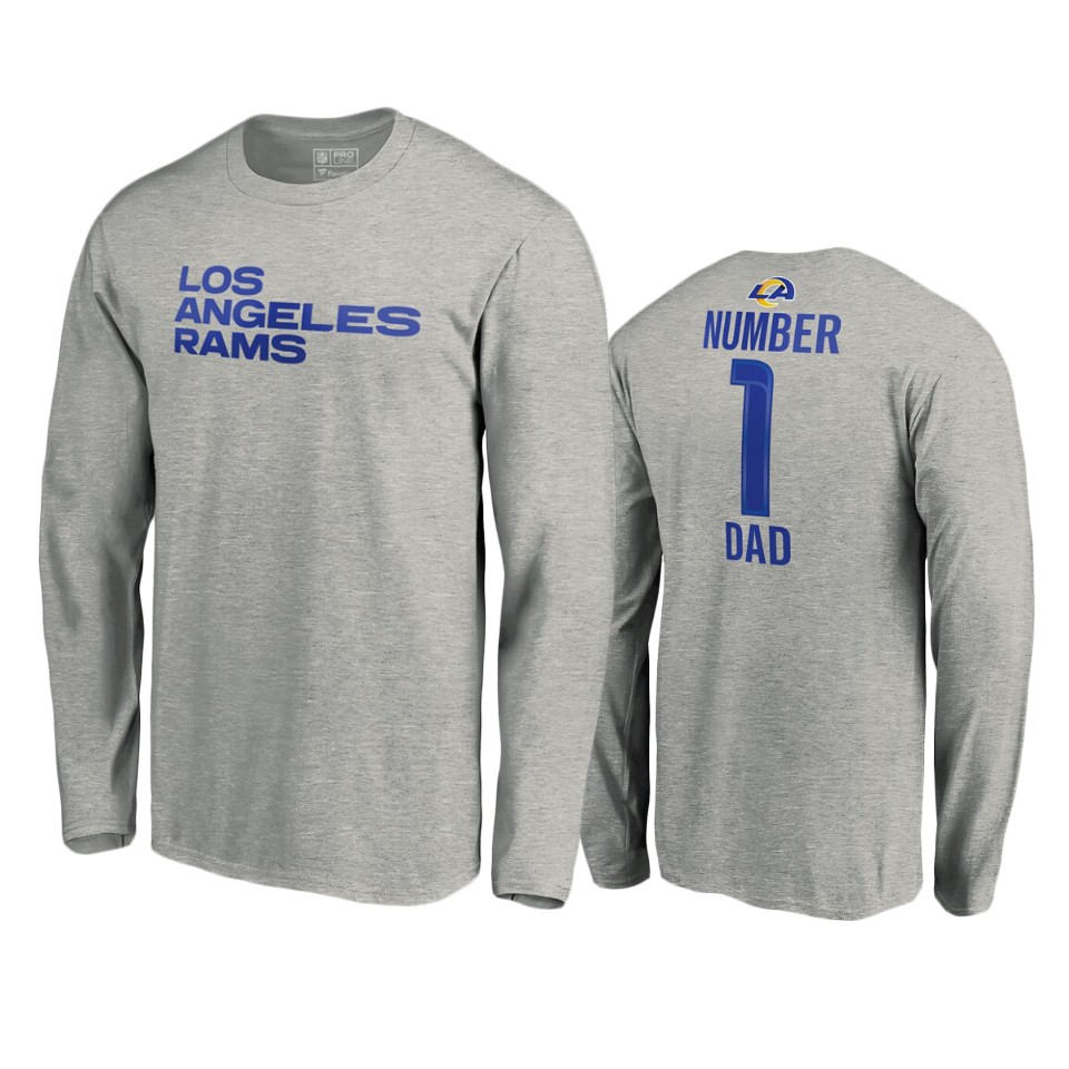 rams heathered gray number 1 dad long sleeve t shirt