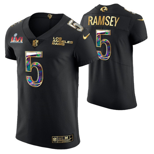 rams-jalen-ramsey-super-bowl-lvi-champions-jersey-golden-editon-black