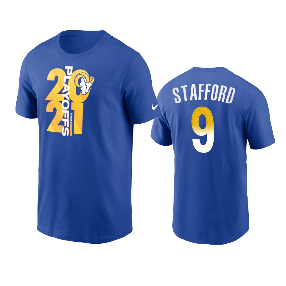 rams matthew stafford royal 2021 nfl playoffs t shirt
