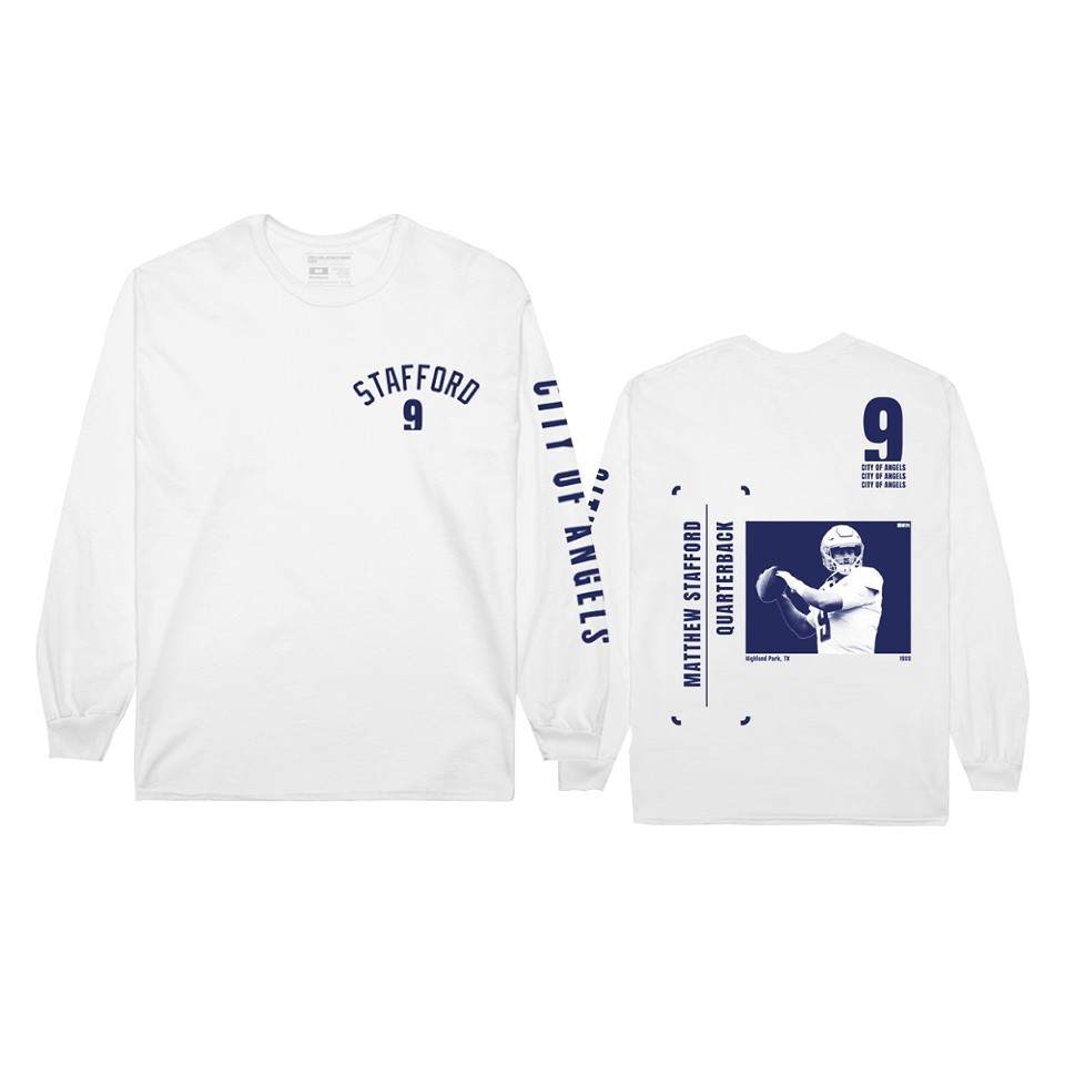 rams matthew stafford white player graphic long sleeve t shirt
