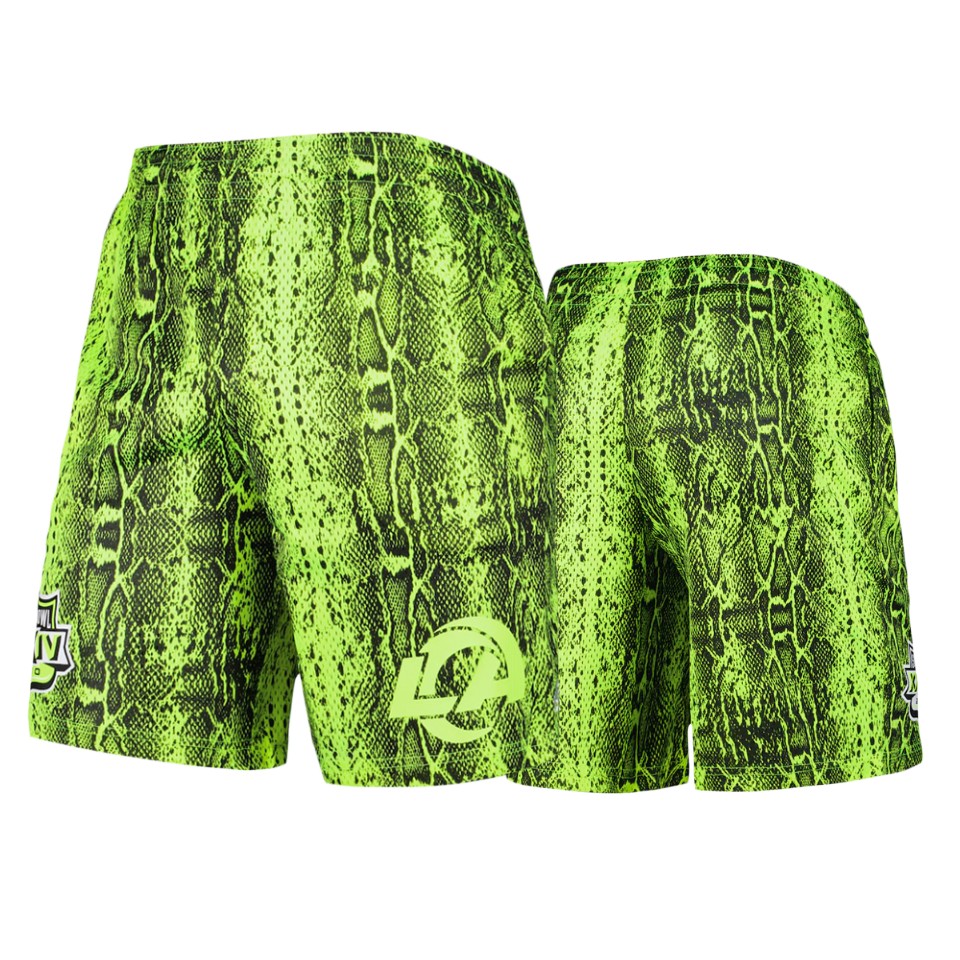 rams neon green summer pop shorts