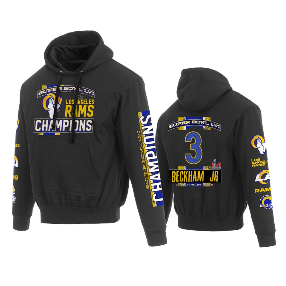 rams odell beckham jr. black super bowl lvi champions hoodie