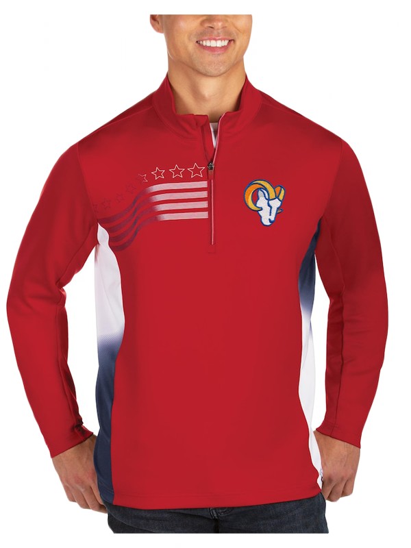 rams red white liberty quarter zip pullover jacket