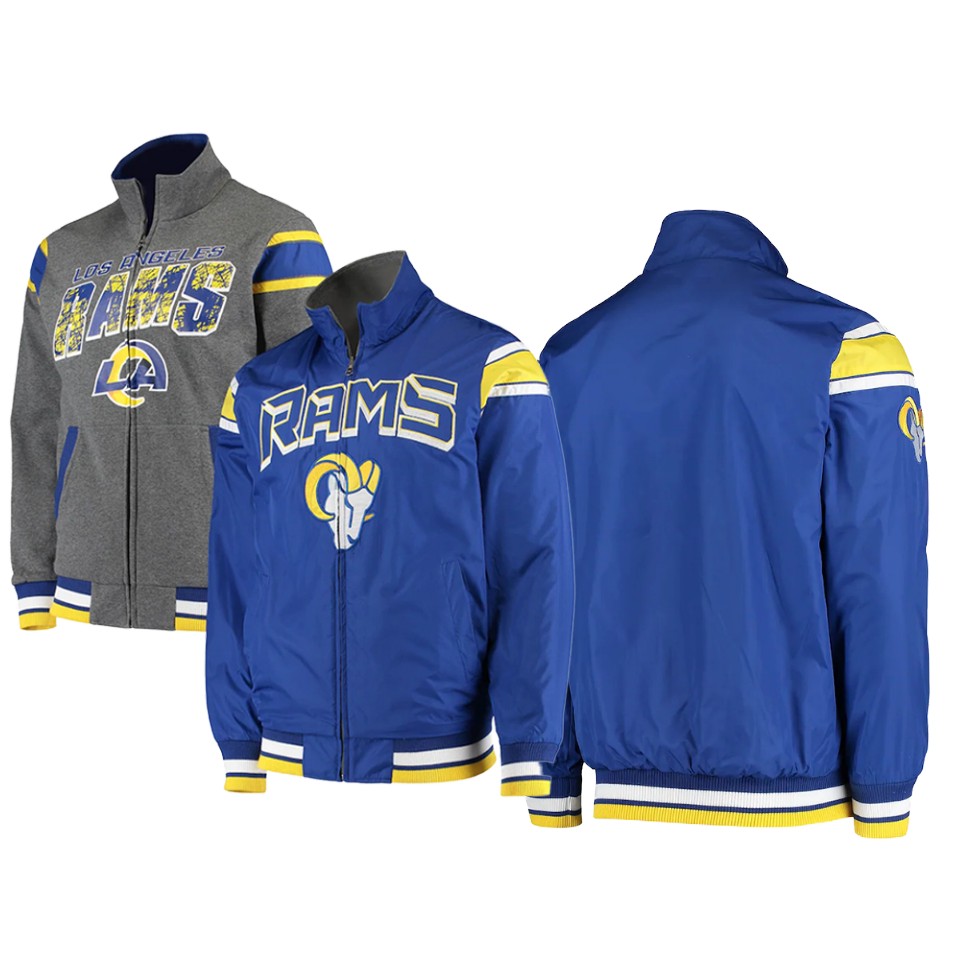 rams royal charcoal offside reversible full zip jacket