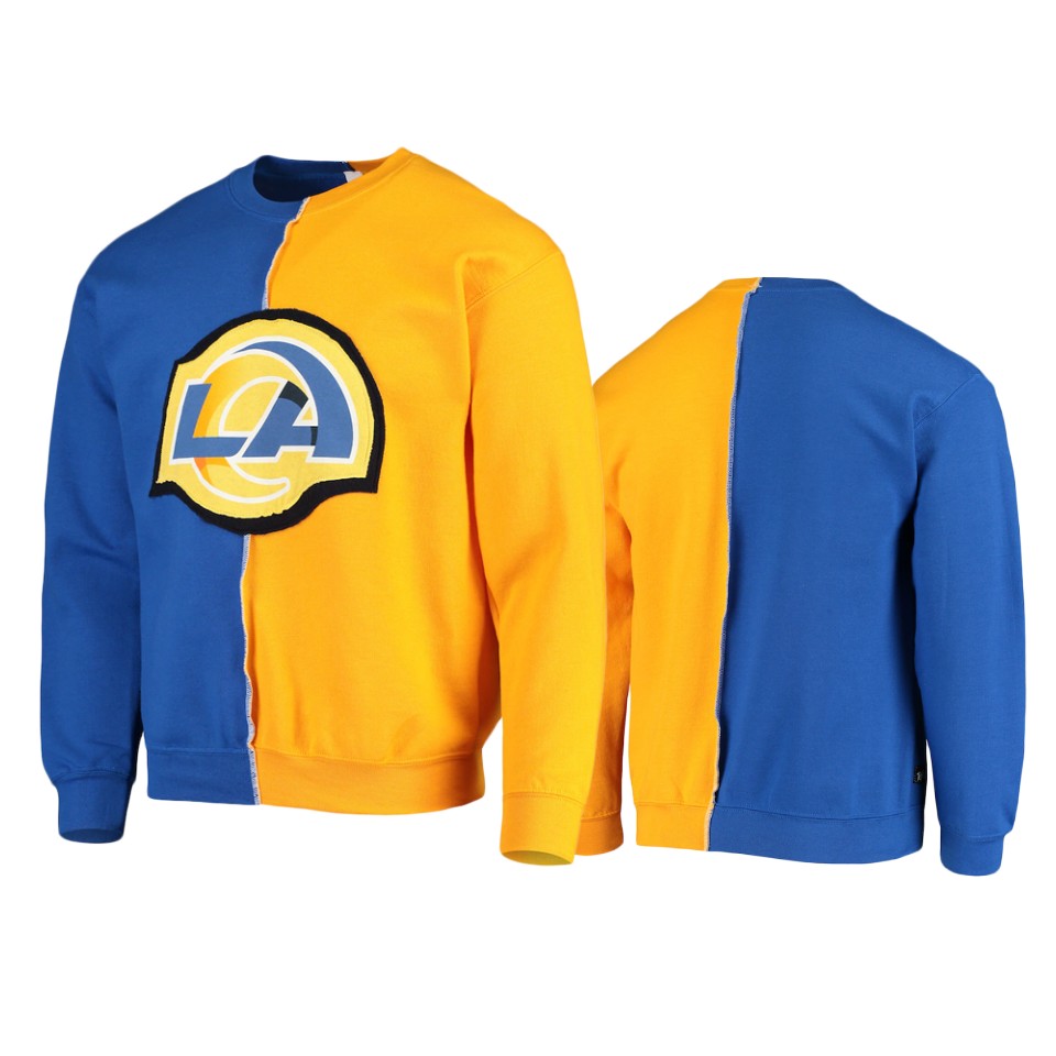 rams royal gold split center pullover sweatshirt