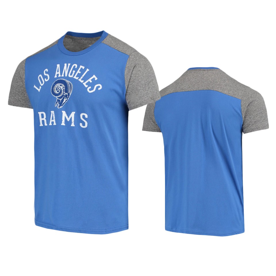 rams royal gray field goal slub gridiron classics t shirt