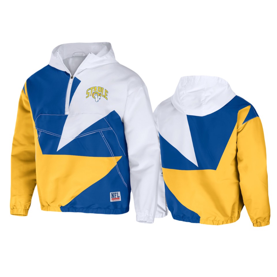 rams royal staple all over print quarter zip jacket