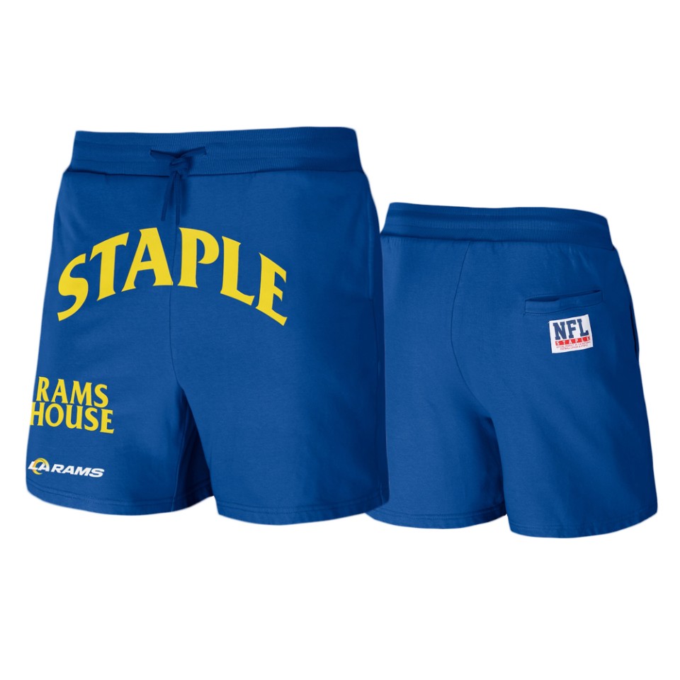 rams royal staple throwback vintage wash fleece shorts