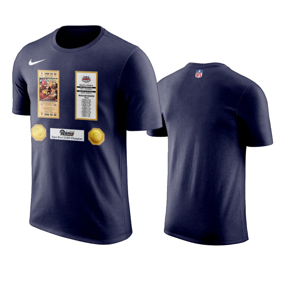 rams royal super bowl champions ticket and photo collage t shirt