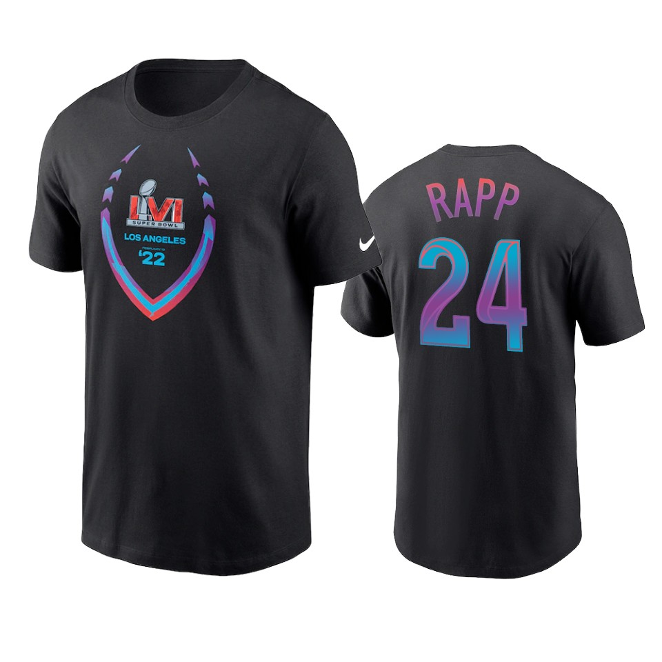 rams taylor rapp black super bowl lvi t shirt