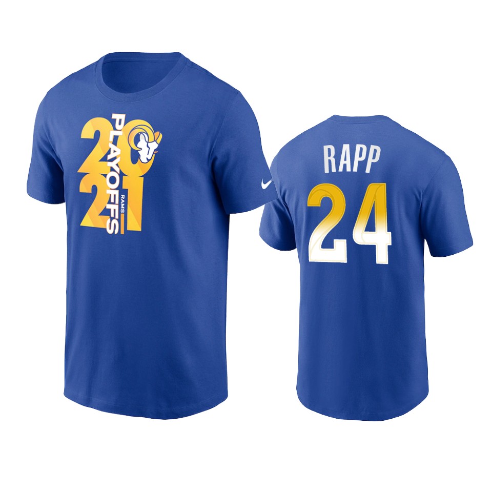 rams taylor rapp royal 2021 nfl playoffs t shirt