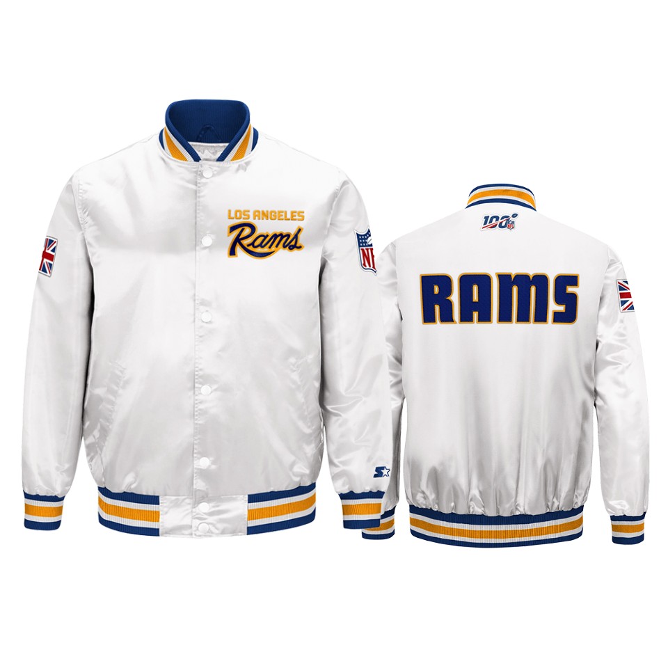 rams white 2019 nfl london game nfl 100 full zip jacket