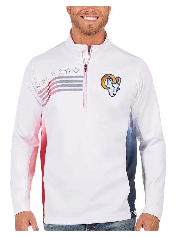 rams white navy liberty quarter zip pullover jacket