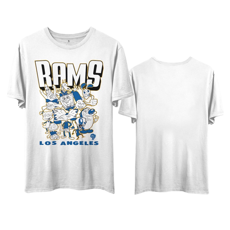 rams white nfl x nickelodeon cartoon graphic t shirt