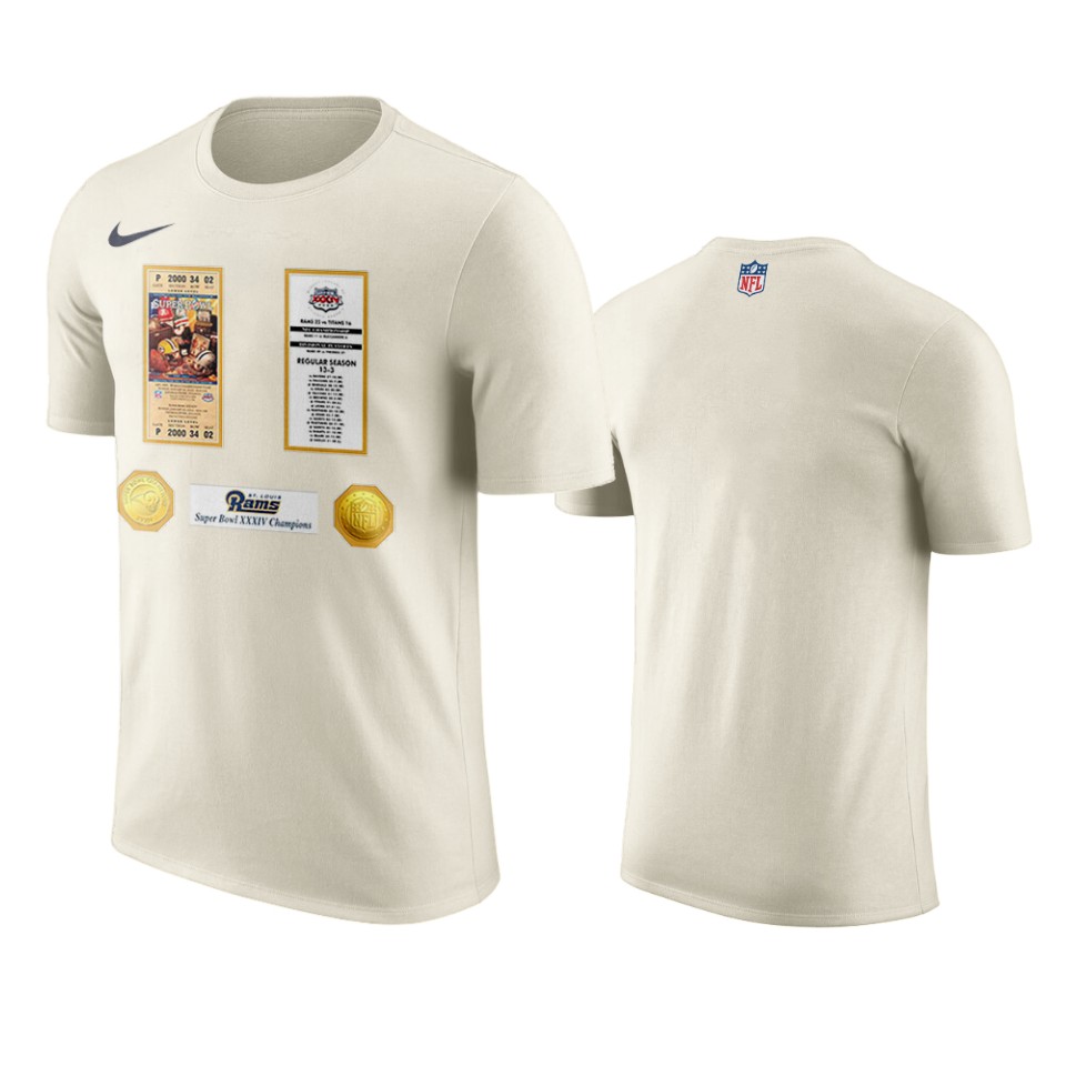 rams white super bowl champions ticket and photo collage t shirt