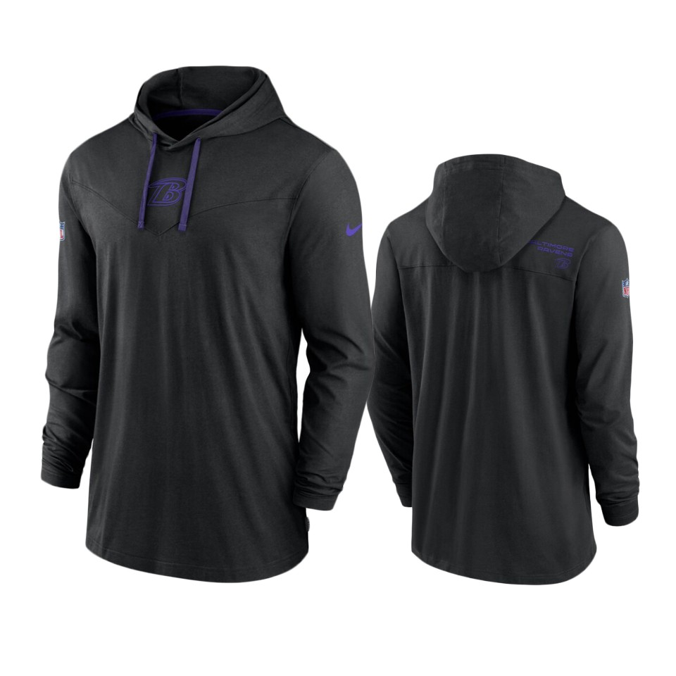 ravens black sideline performance hoodie long sleeve t shirt