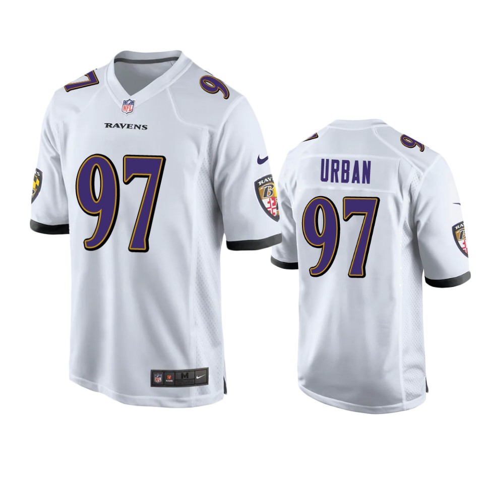 ravens brent urban game white jersey