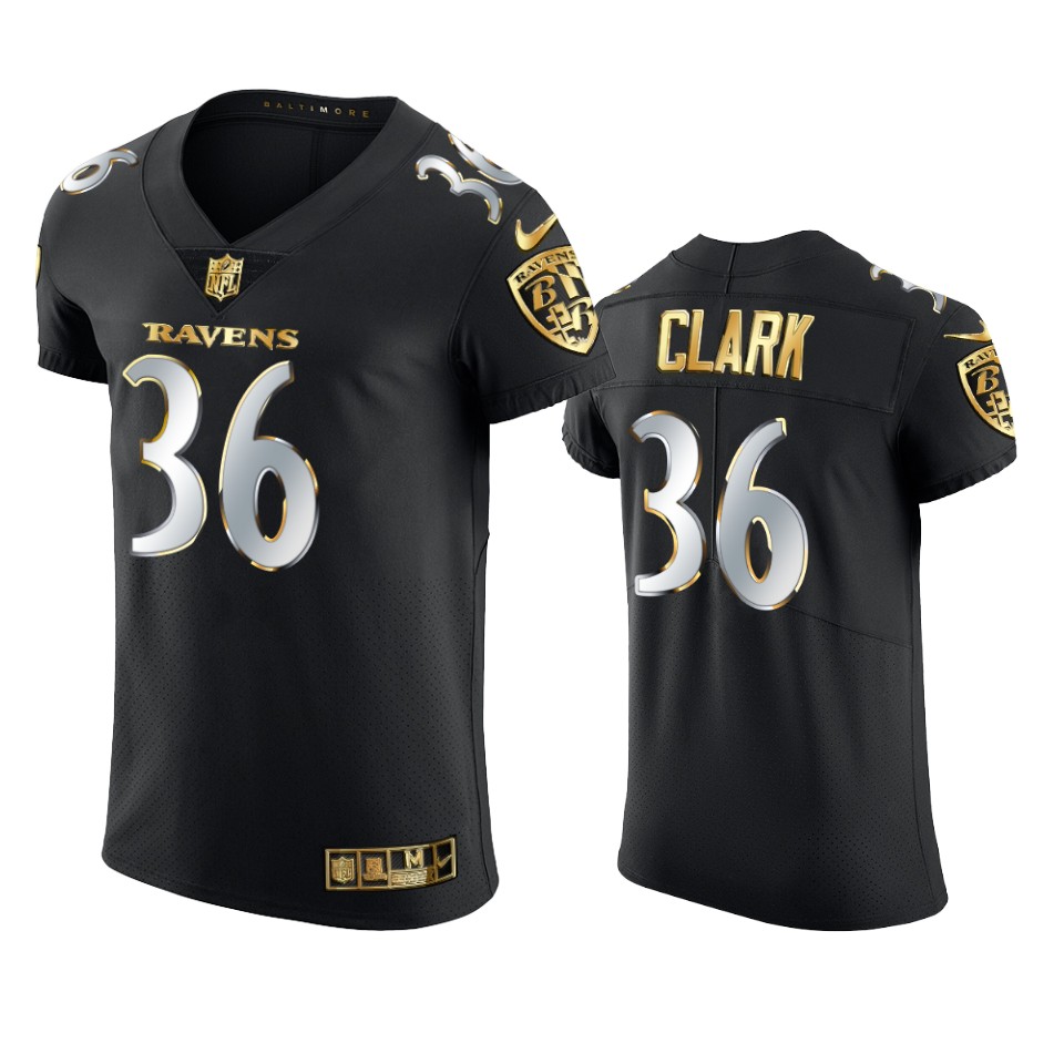 ravens chuck clark black golden edition elite jersey
