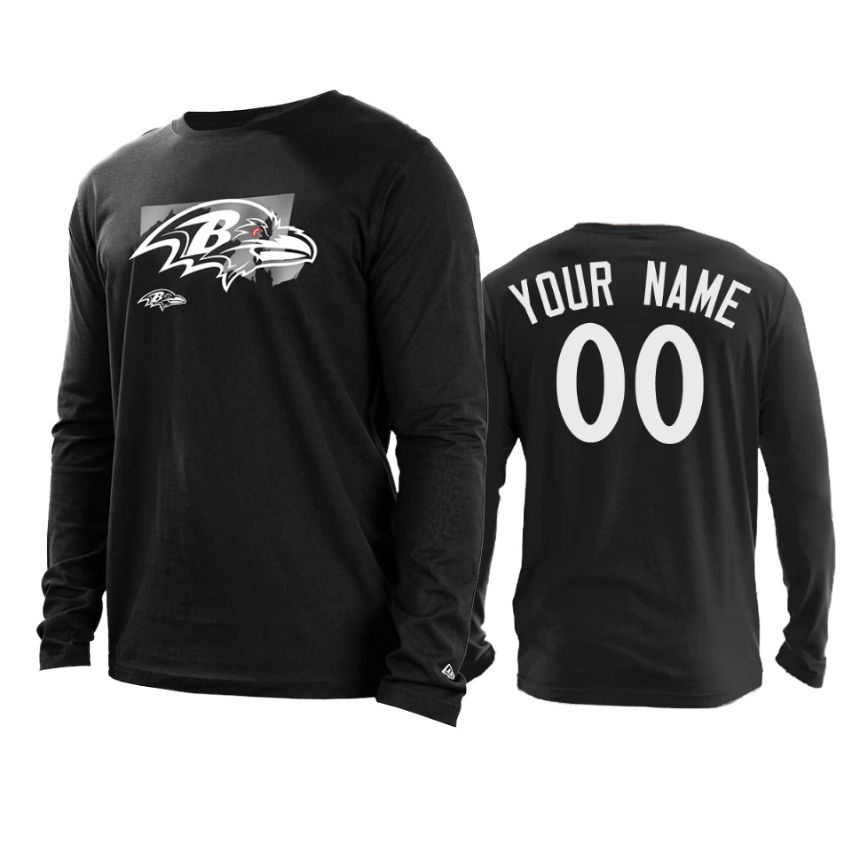 ravens custom black state long sleeve t shirt