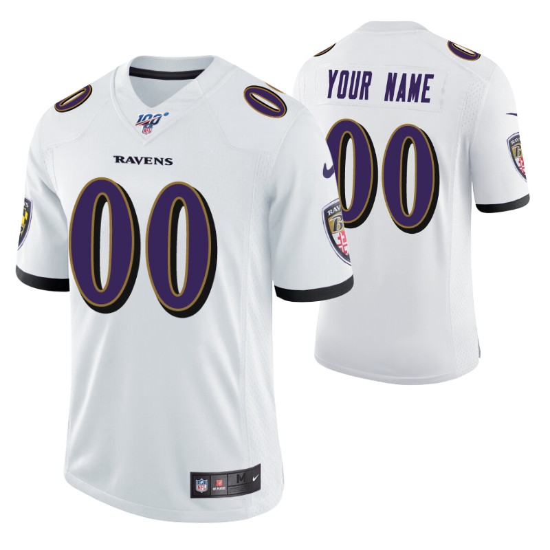 ravens-custom-jersey-vapor-limited-men's-100th-season-white