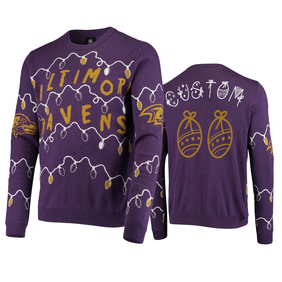 ravens custom purple 2020 christmas gifts light up sweater
