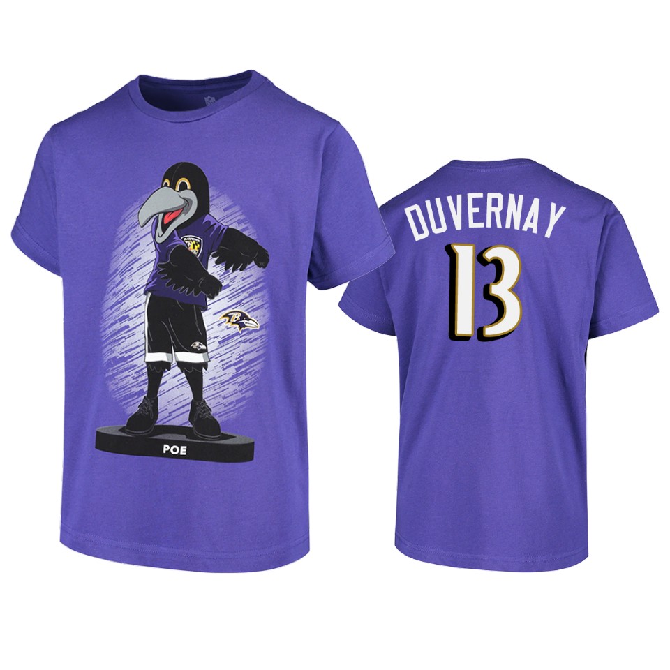ravens devin duvernay purple dancing poe mascot t shirt