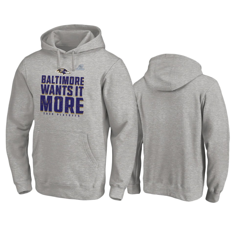 ravens gray 2020 nfl playoffs shift hoodie