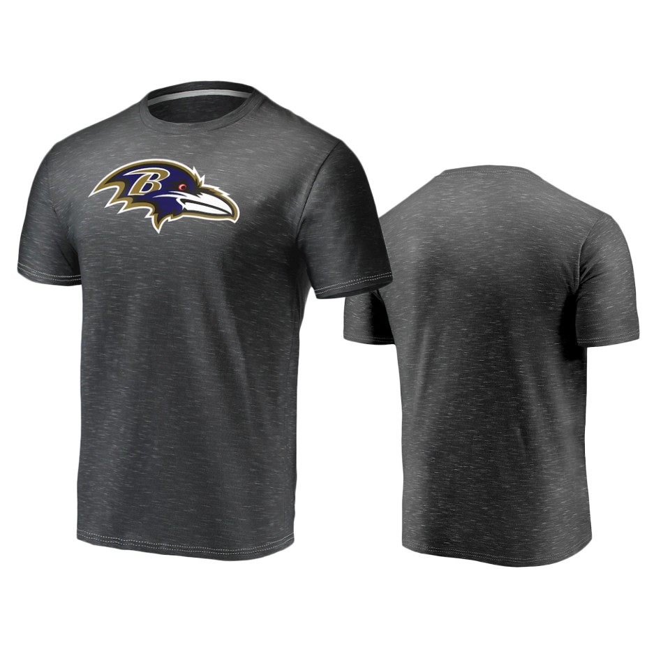 ravens heathered charcoal space dye primary logo t shirt