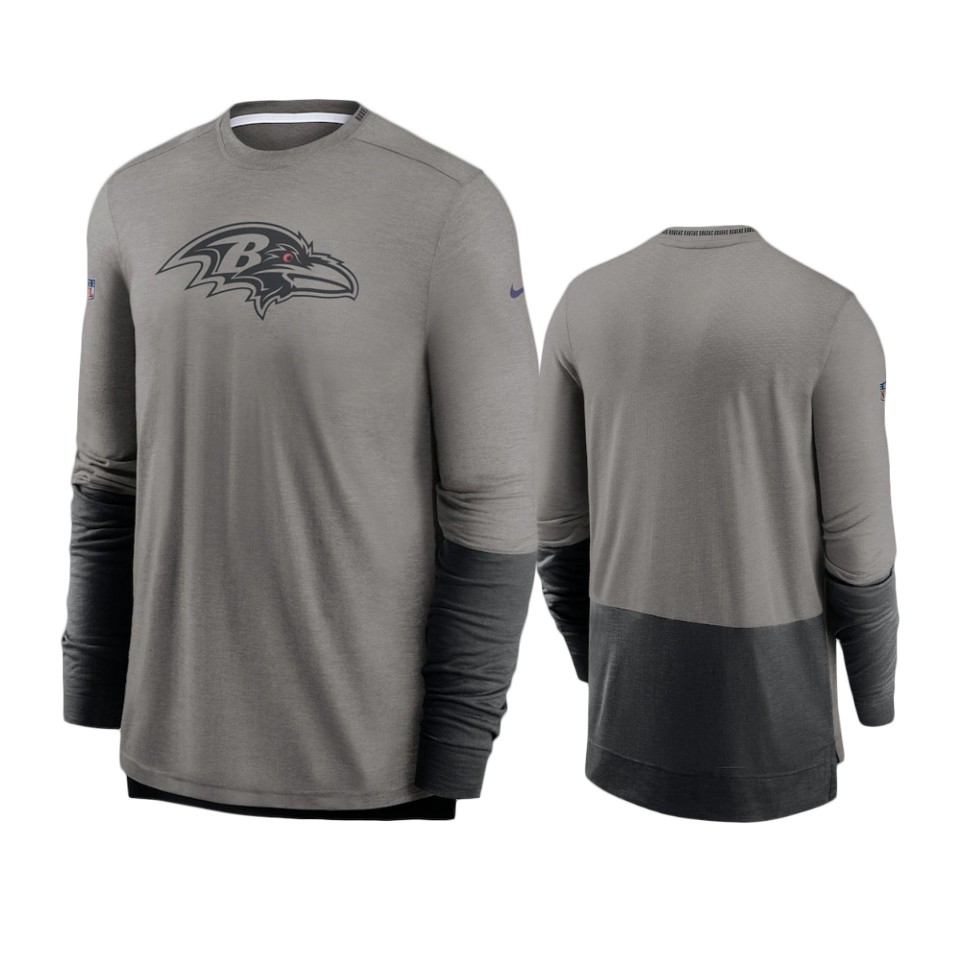 ravens heathered gray black sideline player performance t shirt  