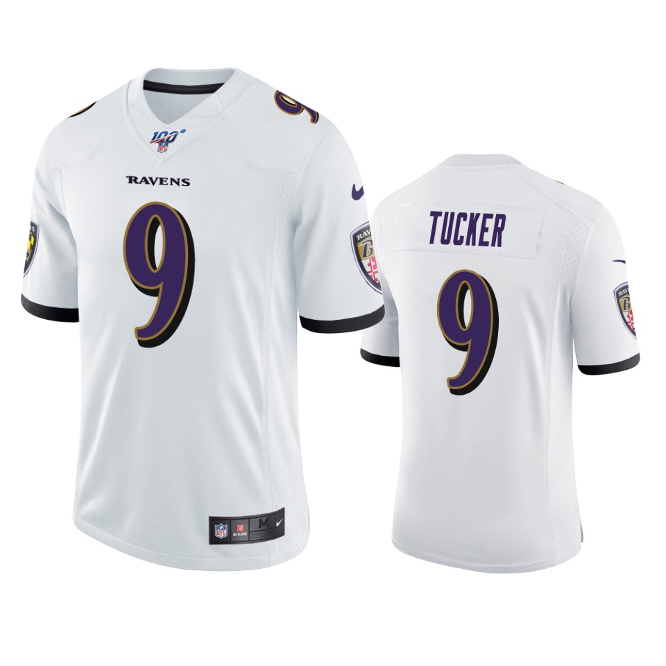 ravens justin tucker white limited 100th season jersey
