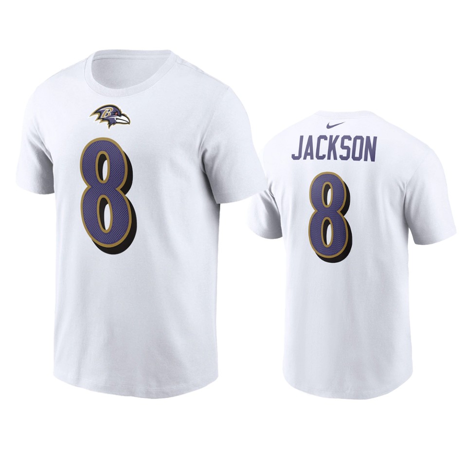 ravens lamar jackson white name number t shirt