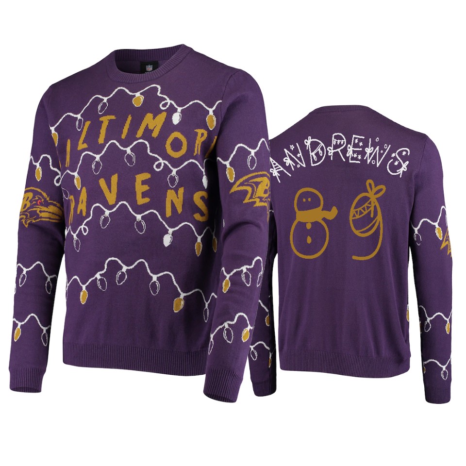 ravens mark andrews purple 2020 christmas gifts light up sweater