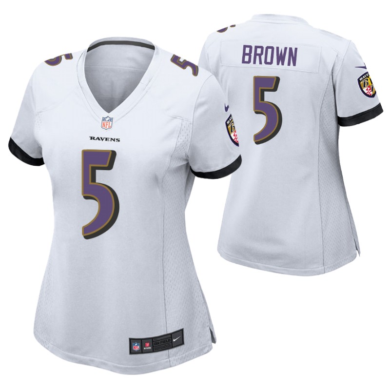ravens-marquise-brown-game-women's-jersey-white