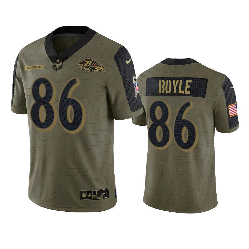 ravens nick boyle olive limited 2021 salute to service jersey