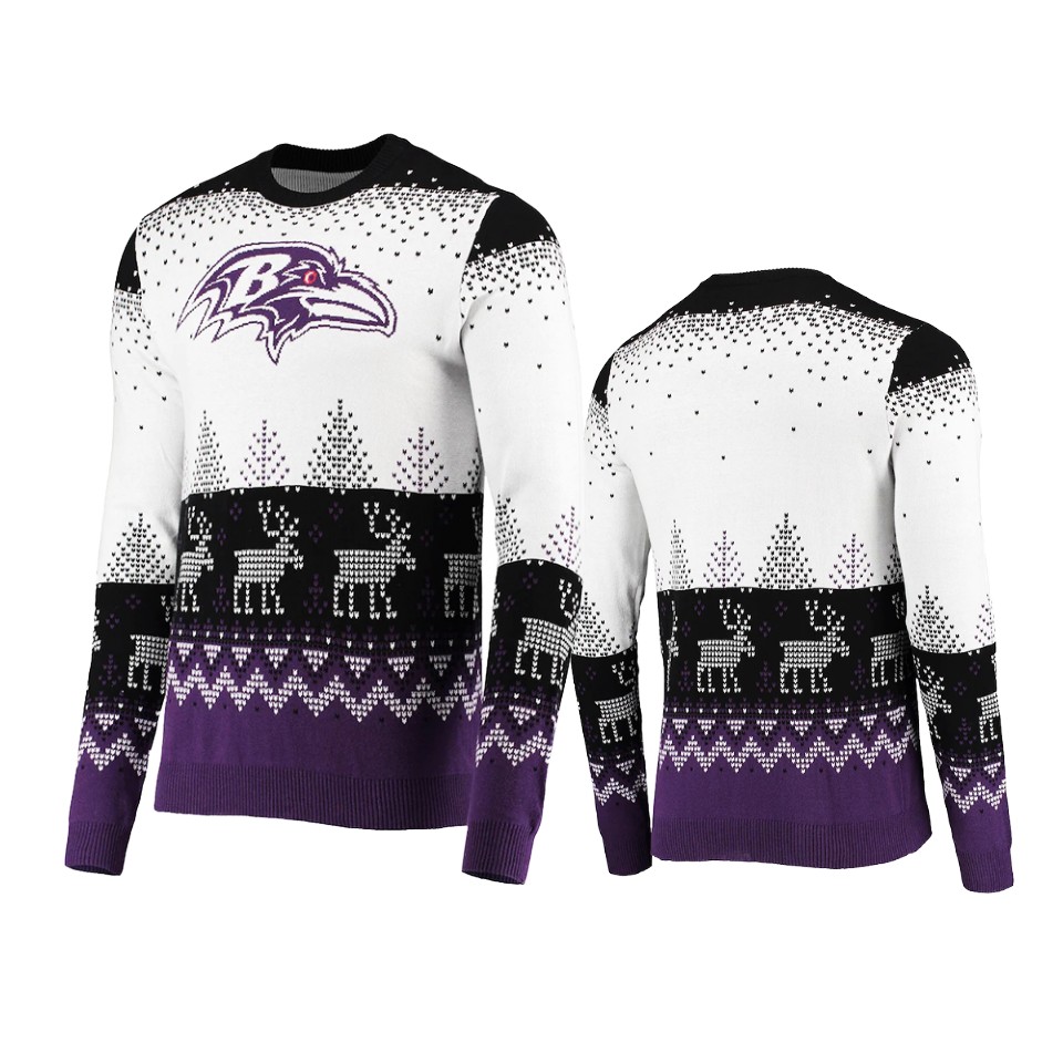 ravens white 2021 christmas gift big logo sweater