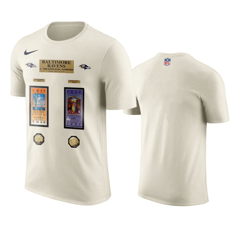 ravens white super bowl champions ticket and photo collage t shirt