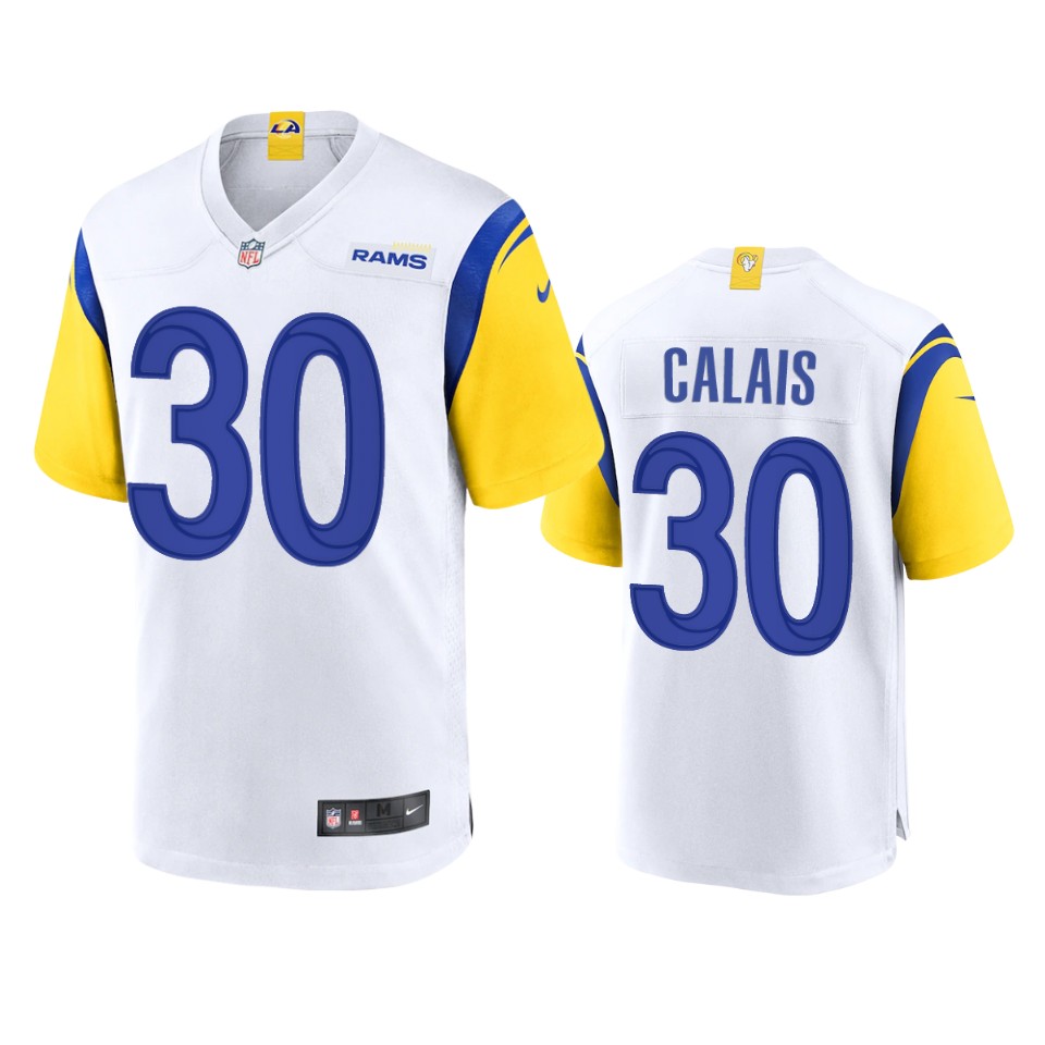 raymond calais rams white alternate game jersey