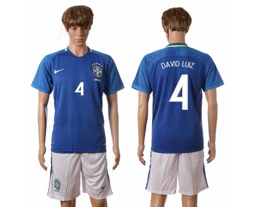 razil #4 David Luiz Away Soccer Country Jersey