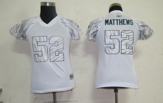 NFL green bay packers 52 matthews white women zebra field flirt fashion jersey