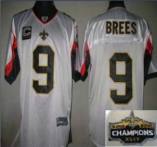 NFL jerseys new orleans saints 9 drew brees white super bowl xliv championship