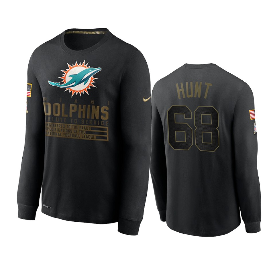 robert hunt dolphins black 2020 salute to service sideline performance long sleeve t shirt