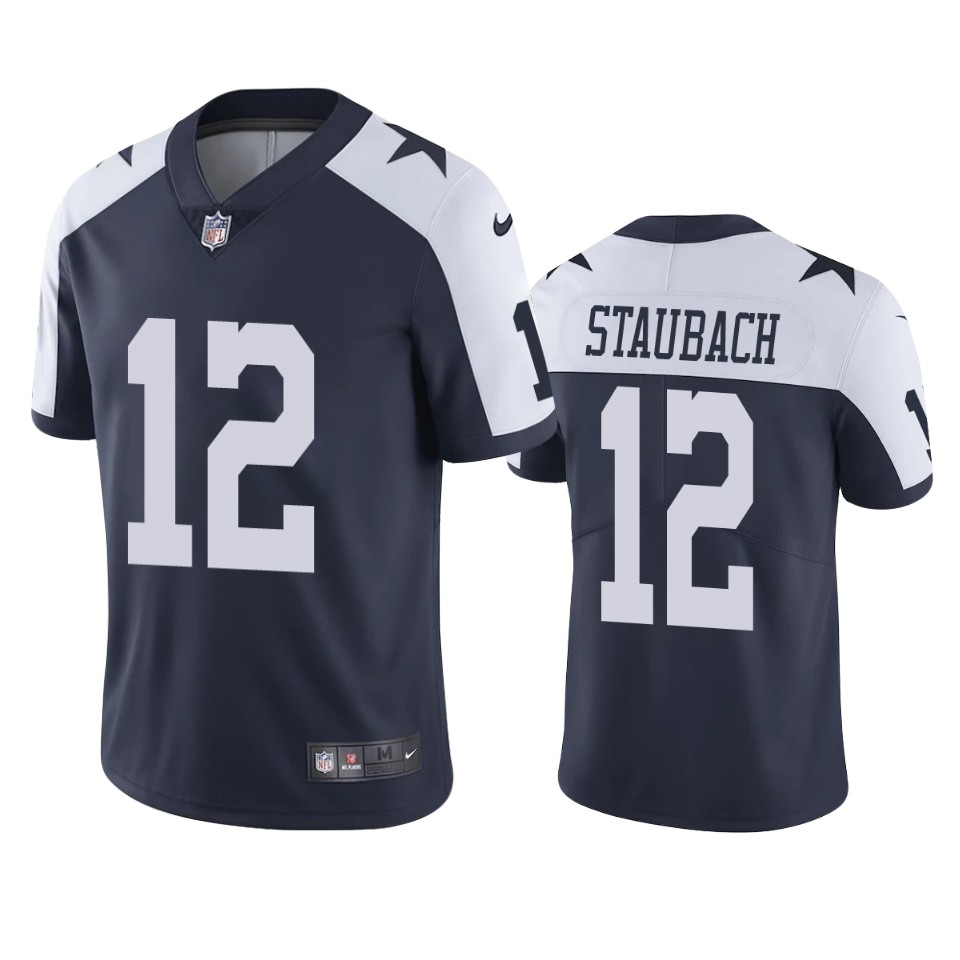 roger staubach cowboys navy vapor jersey