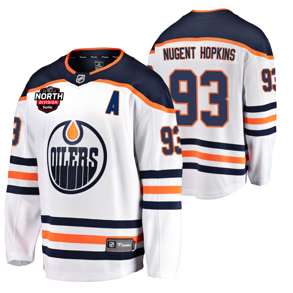 ryan nugent-hopkins Oilers 2021 North Division Patch Jersey White Away