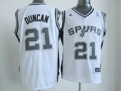 san antonio spurs #21 tim duncan white(revolution 30 swingman)